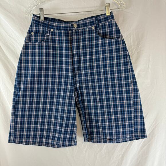 Skoozi Vintage 90s High Waist Plaid Shorts Size 11 27" x 8.5" - Picture 1 of 5
